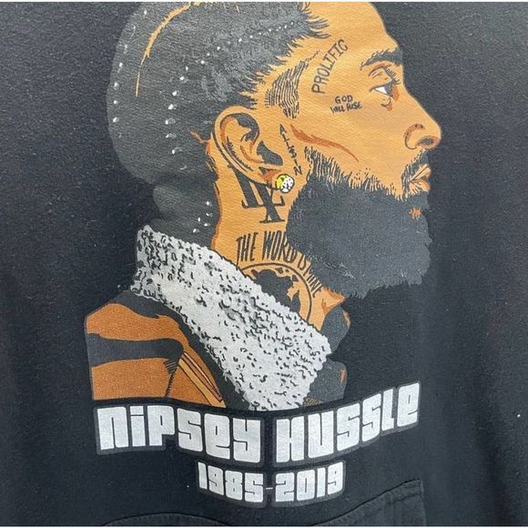 NIPSEY HUSSLE Hooded Sweatshirt HU$$LE Urban Hip Hop Rap Pullover Hoodie Men's - Picture 2 of 6